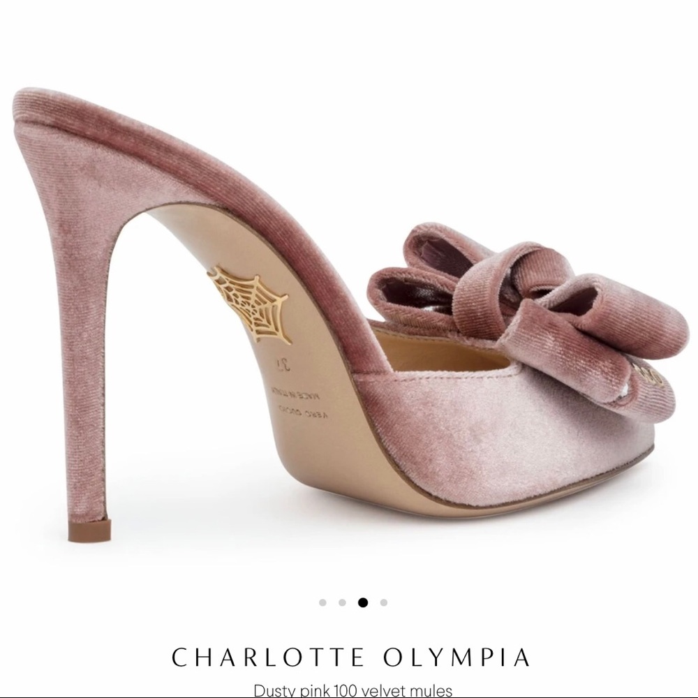 NWB $$$ Charlotte Olympia Pink Velvet Mules - Picture 5 of 8